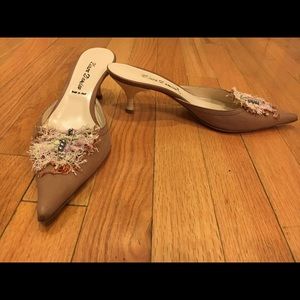 Laura Damico Beige Point-toe Leather Pumps Size 37